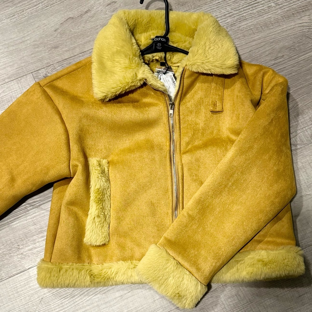 Faux fur coat- Golden Yellow from BooHoo, Never Worn Before